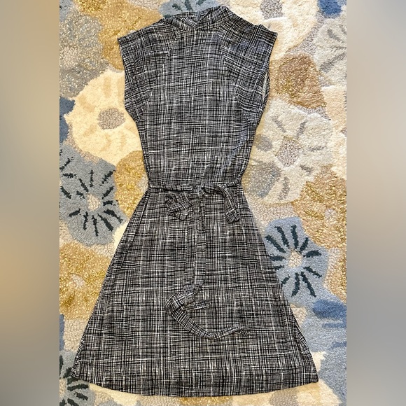 French Connection Overhang Sleeve Geo Grid V-neck Bruna Jersey A-line Mini Dress - Picture 6 of 8